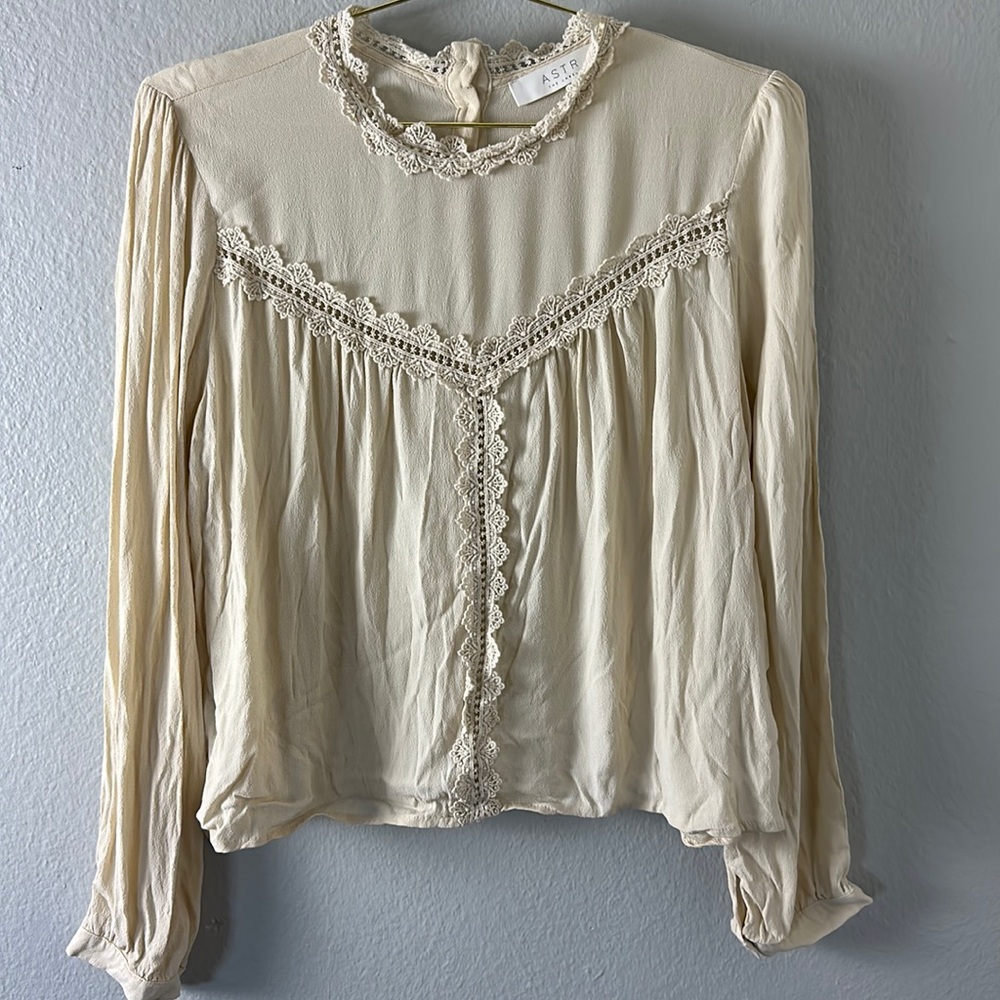 ASTR The Label Lace Peasant Top